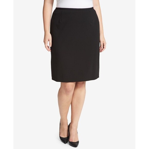 Calvin Klein Women's Plus Size Formal Professional Crepe Pencil Skirt Black 20W - Picture 1 of 9